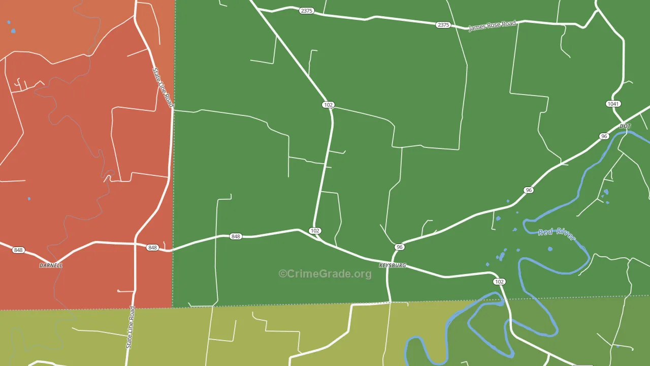 Keysburg, KY Map of Assault Rates