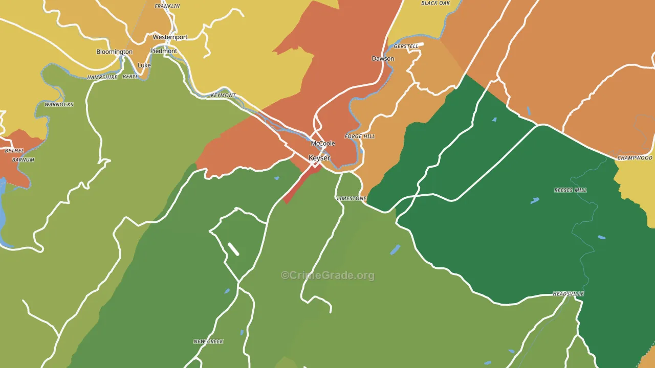 Keyser, WV Map of Assault Rates
