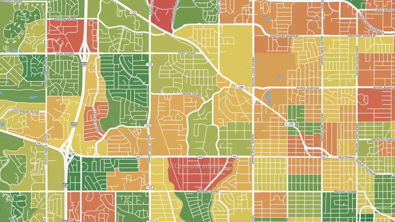 Keystone, Omaha, NE Map of Assault Rates