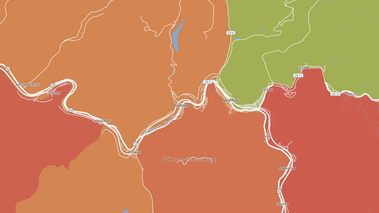 Keystone, WV Map of Assault Rates