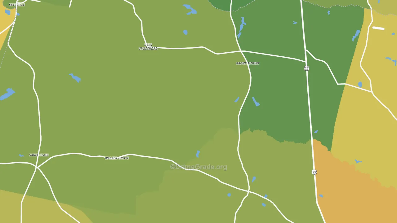 Keysville, GA Map of Assault Rates