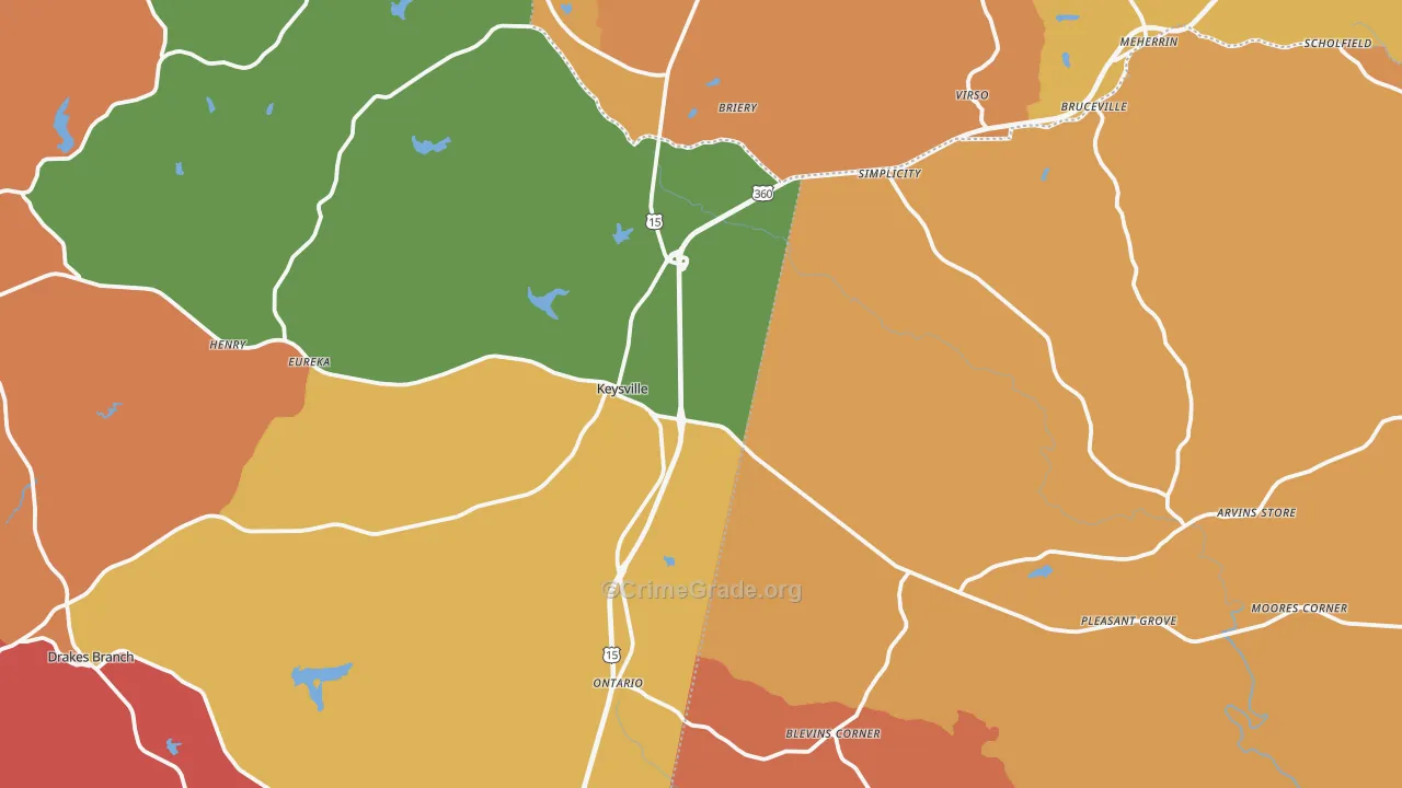Keysville, VA Map of Assault Rates