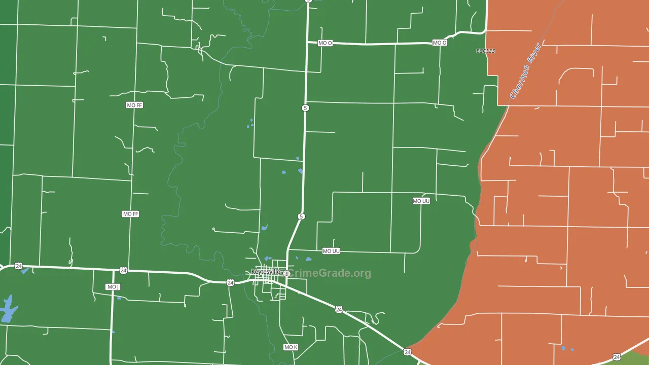 Keytesville, MO Map of Assault Rates