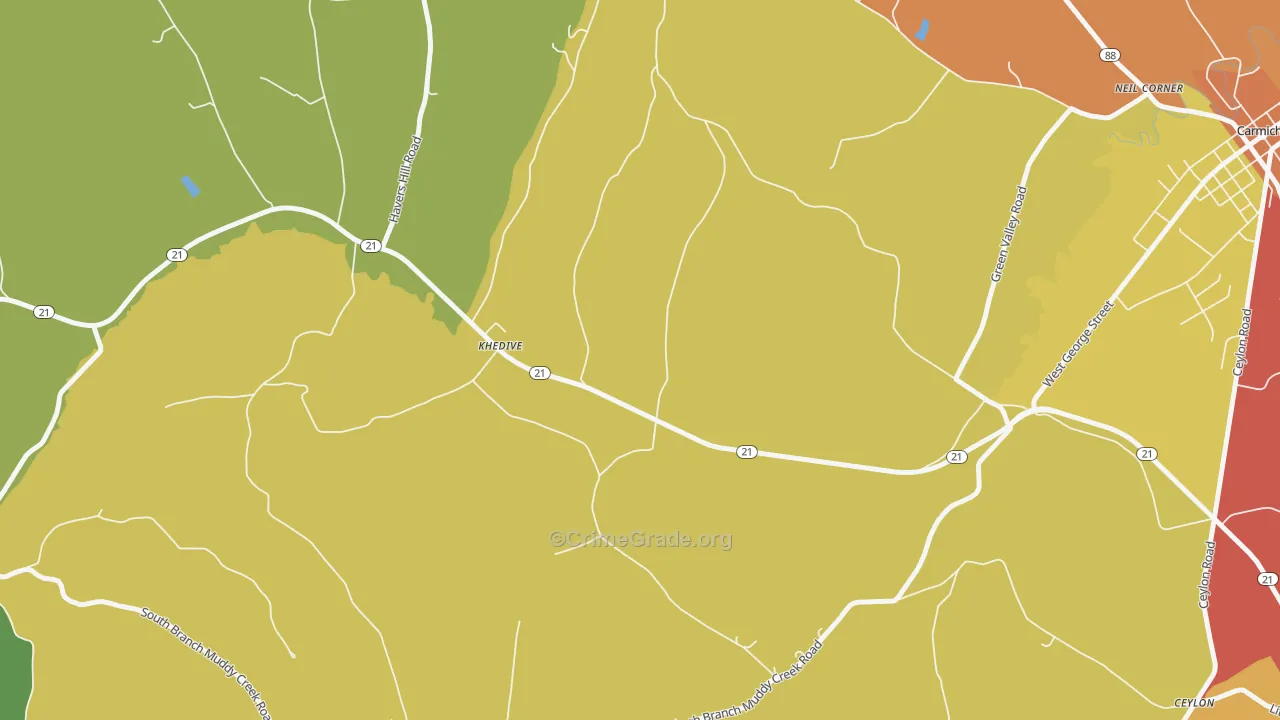 Khedive, PA Map of Assault Rates
