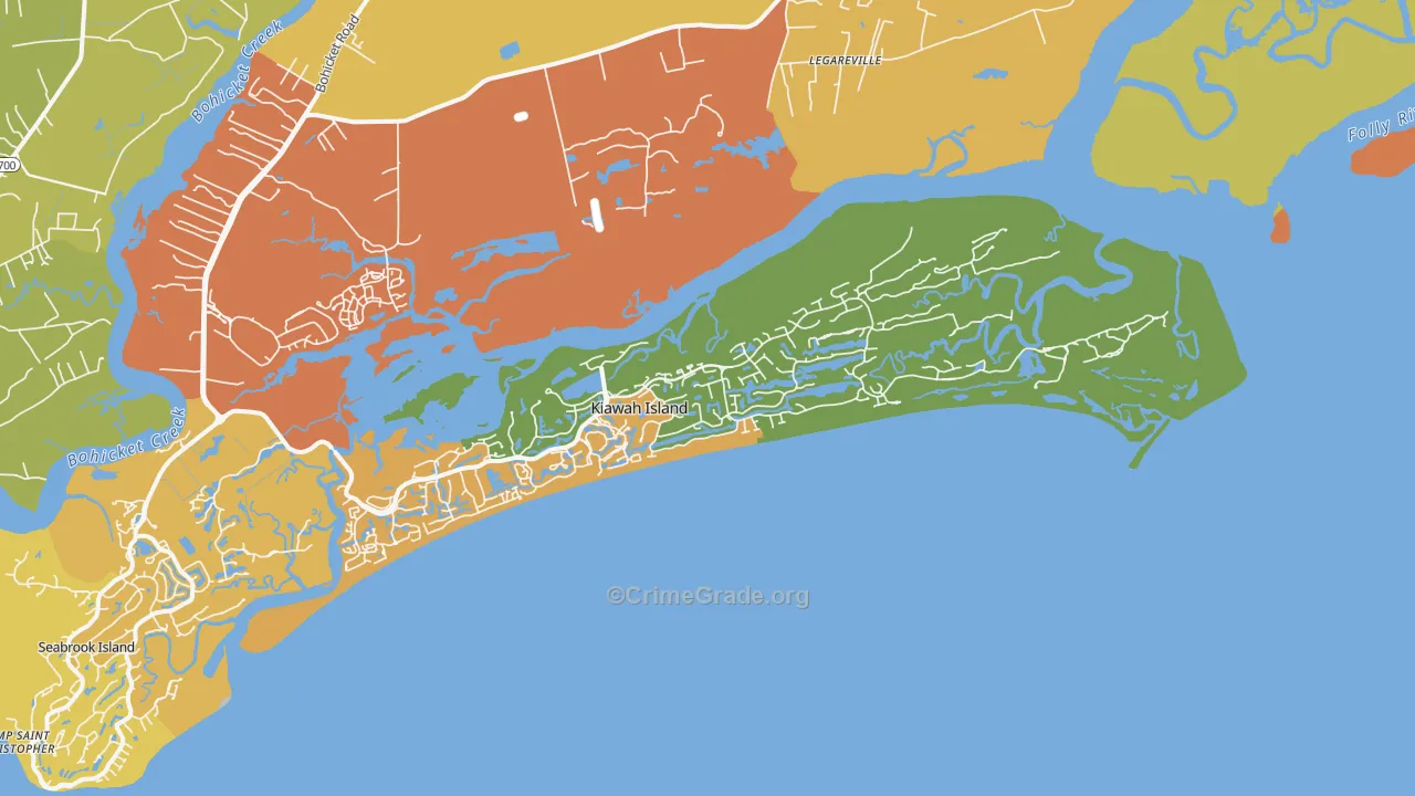 Kiawah Island, SC Map of Assault Rates