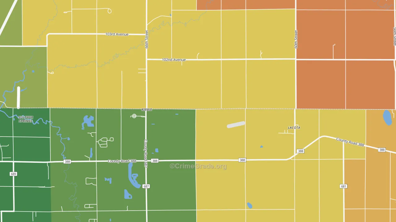 Kibbie, MI Map of Assault Rates