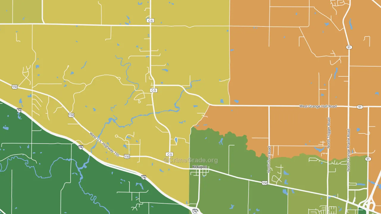 Kickapoo, IL Map of Assault Rates