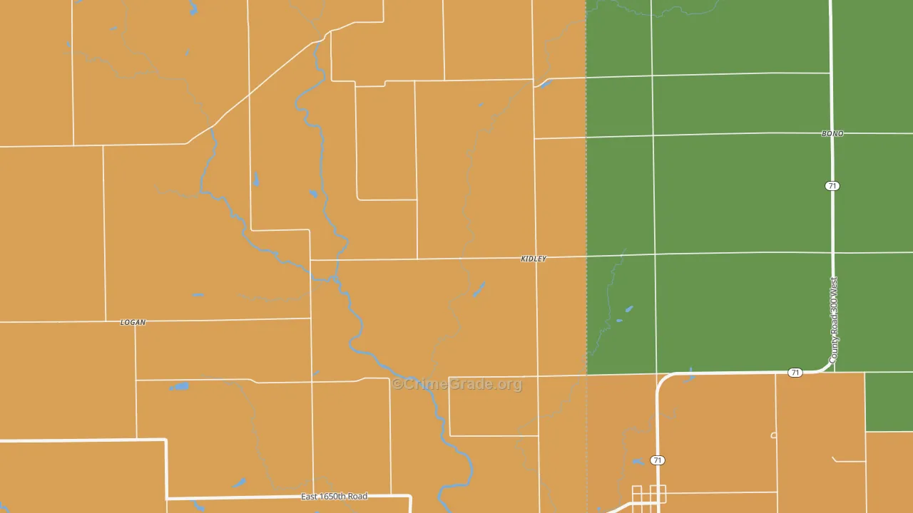Kidley, IL Map of Assault Rates