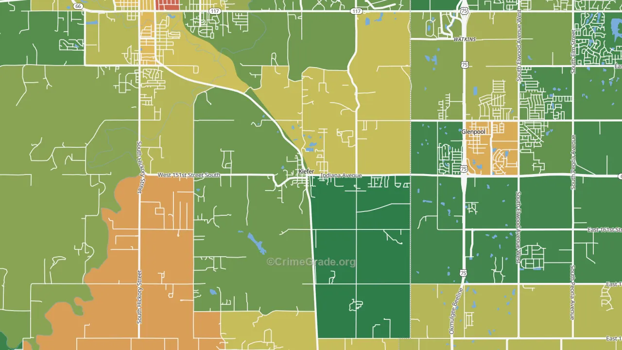 Kiefer, OK Map of Assault Rates