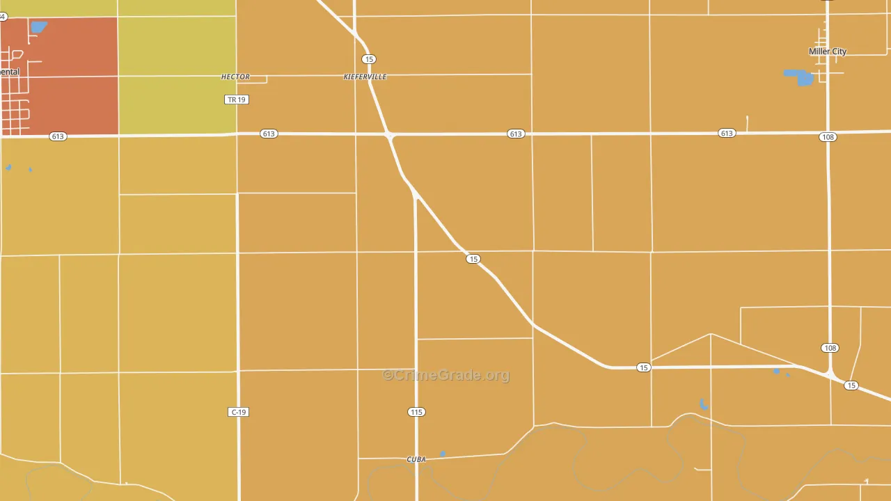 Kieferville, OH Map of Assault Rates