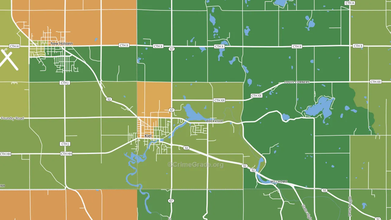 Kiel, WI Map of Assault Rates