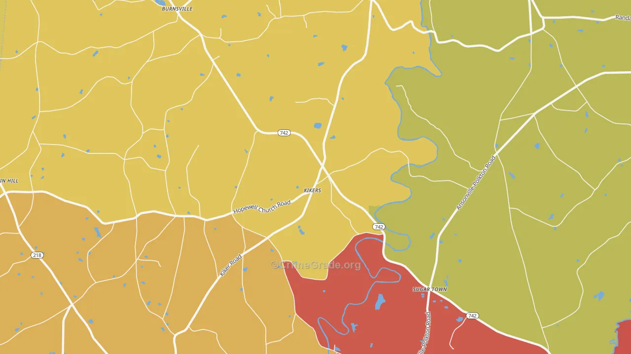 Kikers, NC Map of Assault Rates