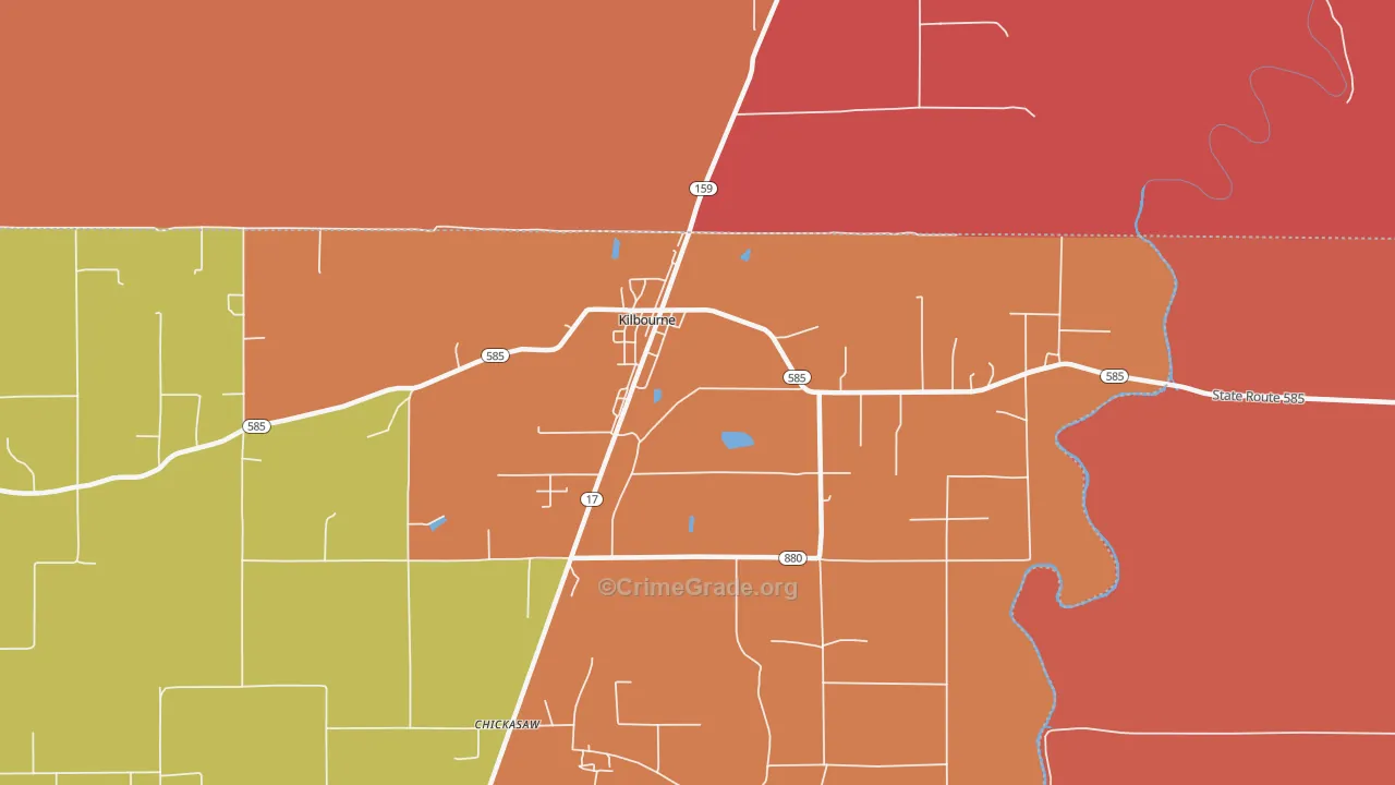 Kilbourne, LA Map of Assault Rates