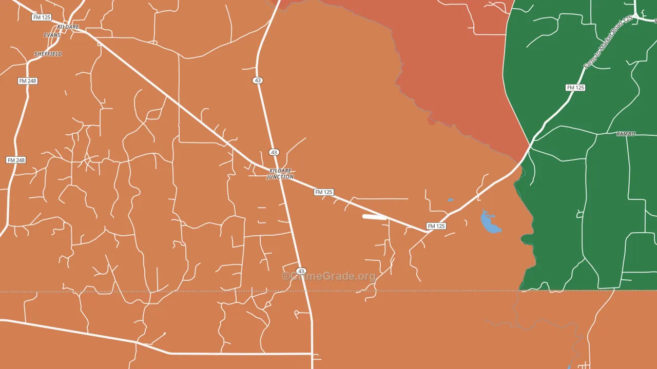 Kildare Junction, TX Map of Assault Rates