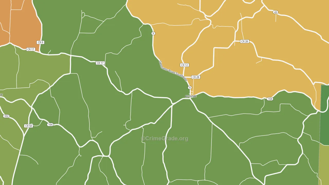 Kilgore, OH Map of Assault Rates