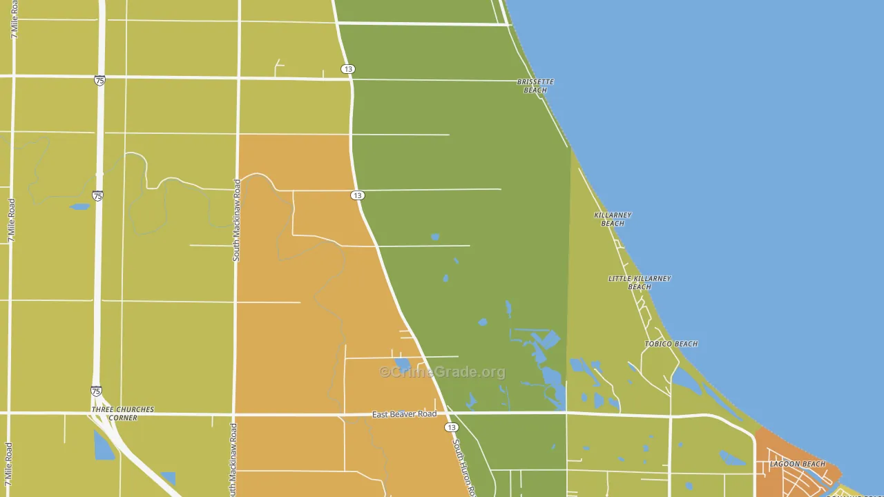 Killarney Beach, MI Map of Assault Rates