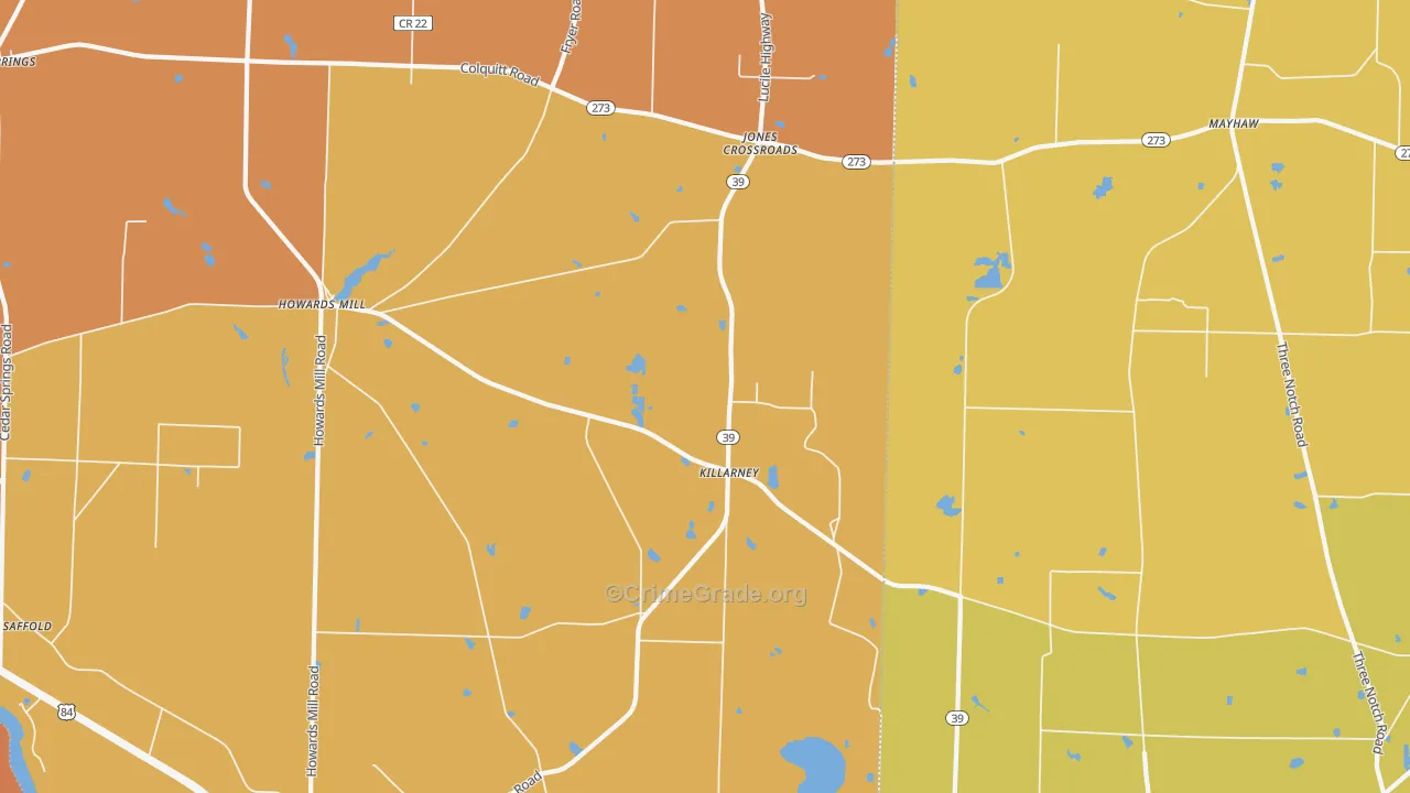 Killarney, GA Map of Assault Rates