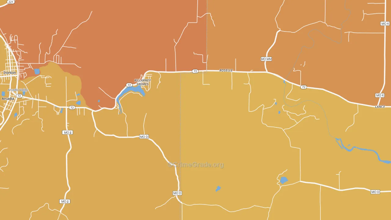 Killarney Shores, MO Map of Assault Rates