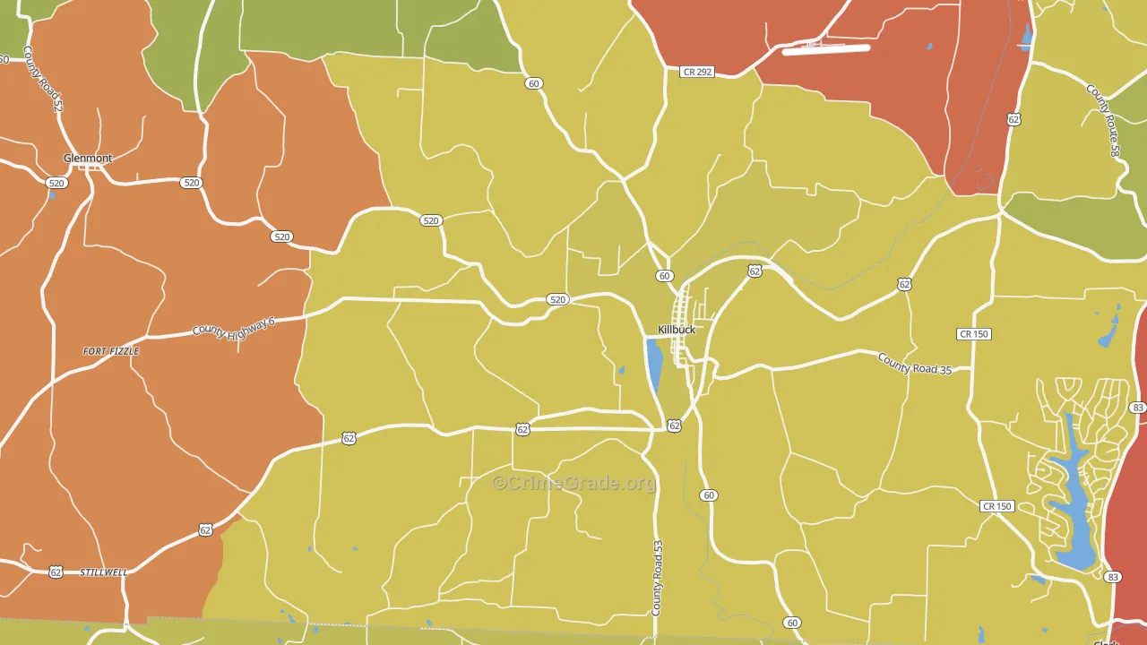 Killbuck, OH Map of Assault Rates