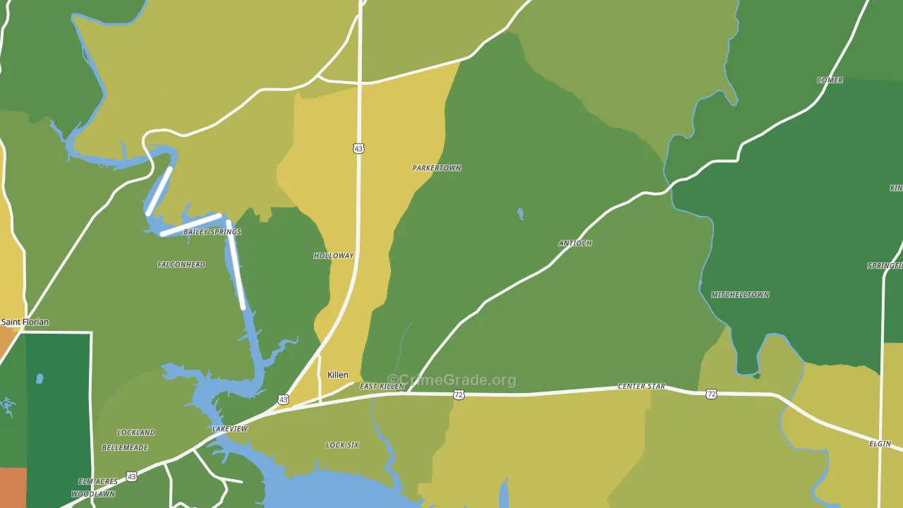 Killen, AL Map of Assault Rates