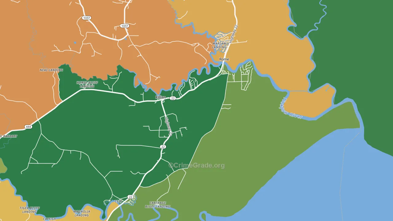 Killian, LA Map of Assault Rates