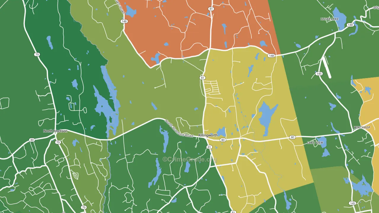 Killingworth, CT Map of Assault Rates