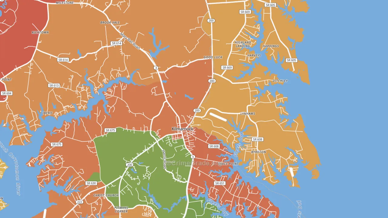 Kilmarnock, VA Map of Assault Rates