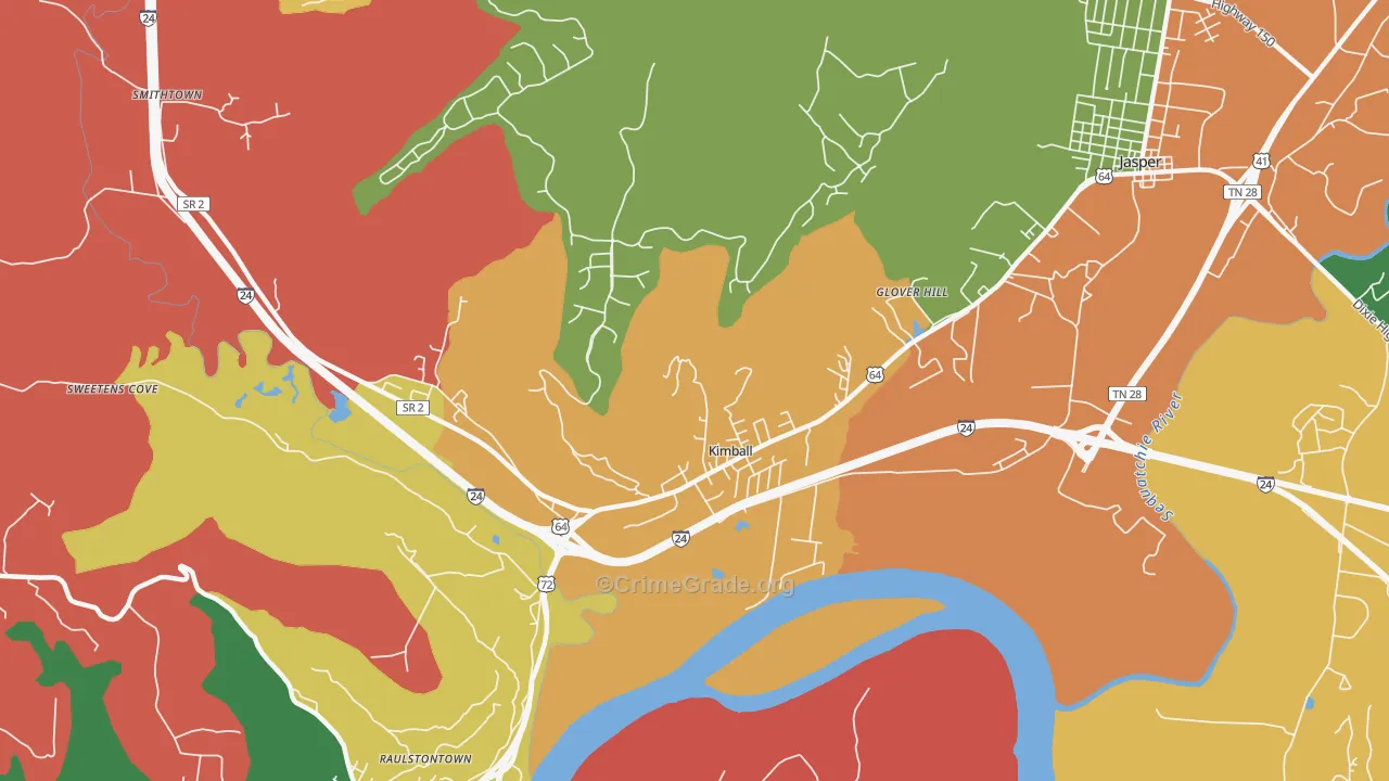 Kimball, TN Map of Assault Rates