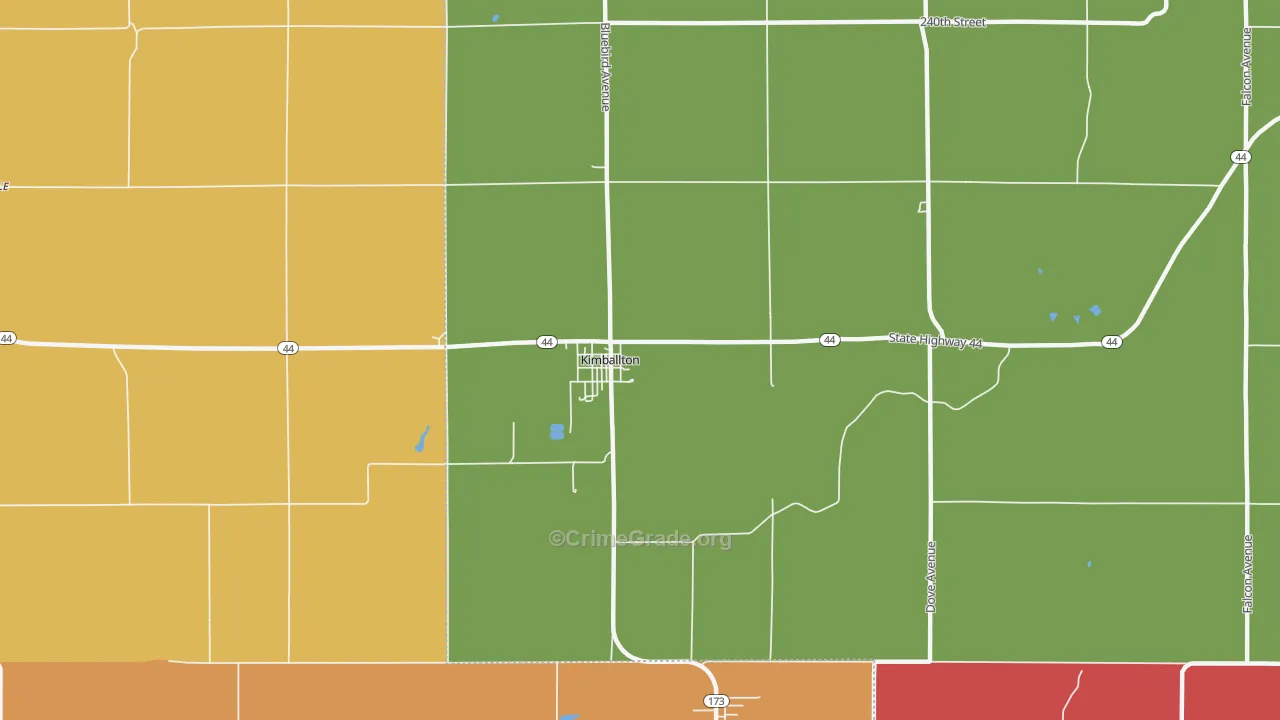 Kimballton, IA Map of Assault Rates