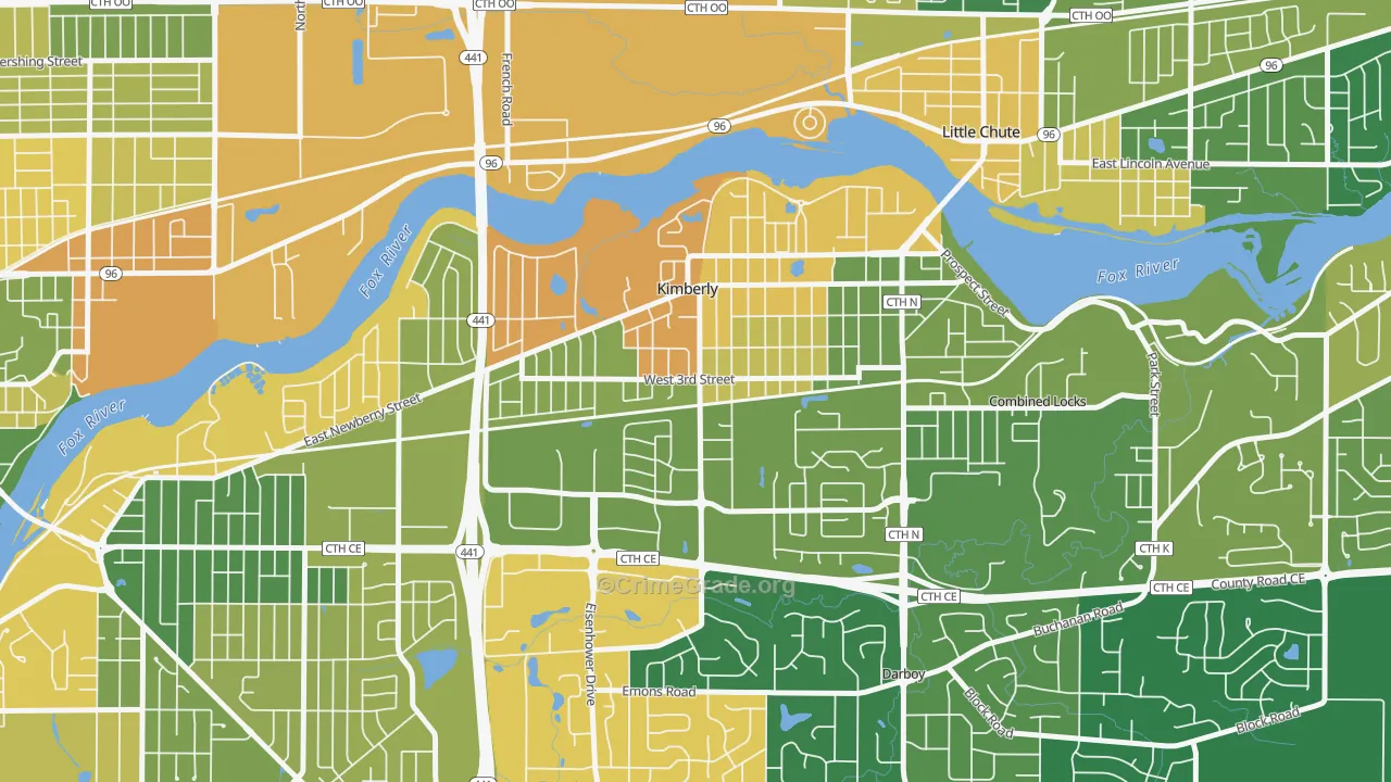 Kimberly, WI Map of Assault Rates