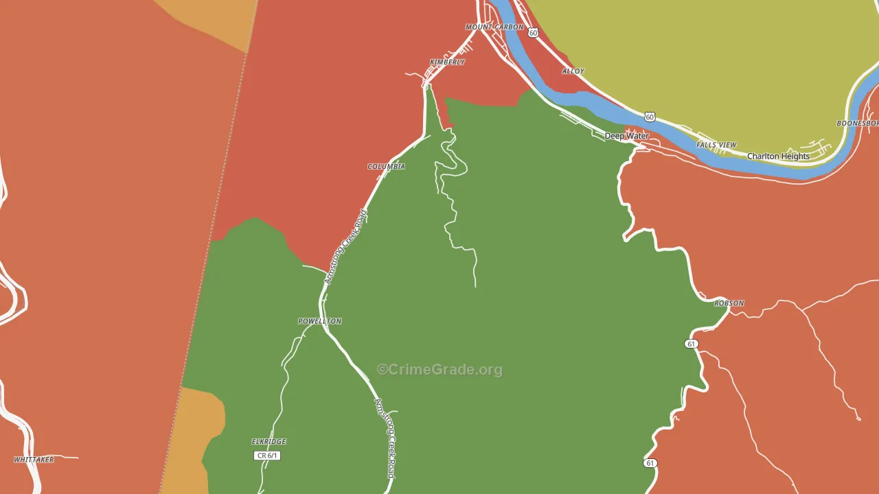 Kimberly, WV Map of Assault Rates