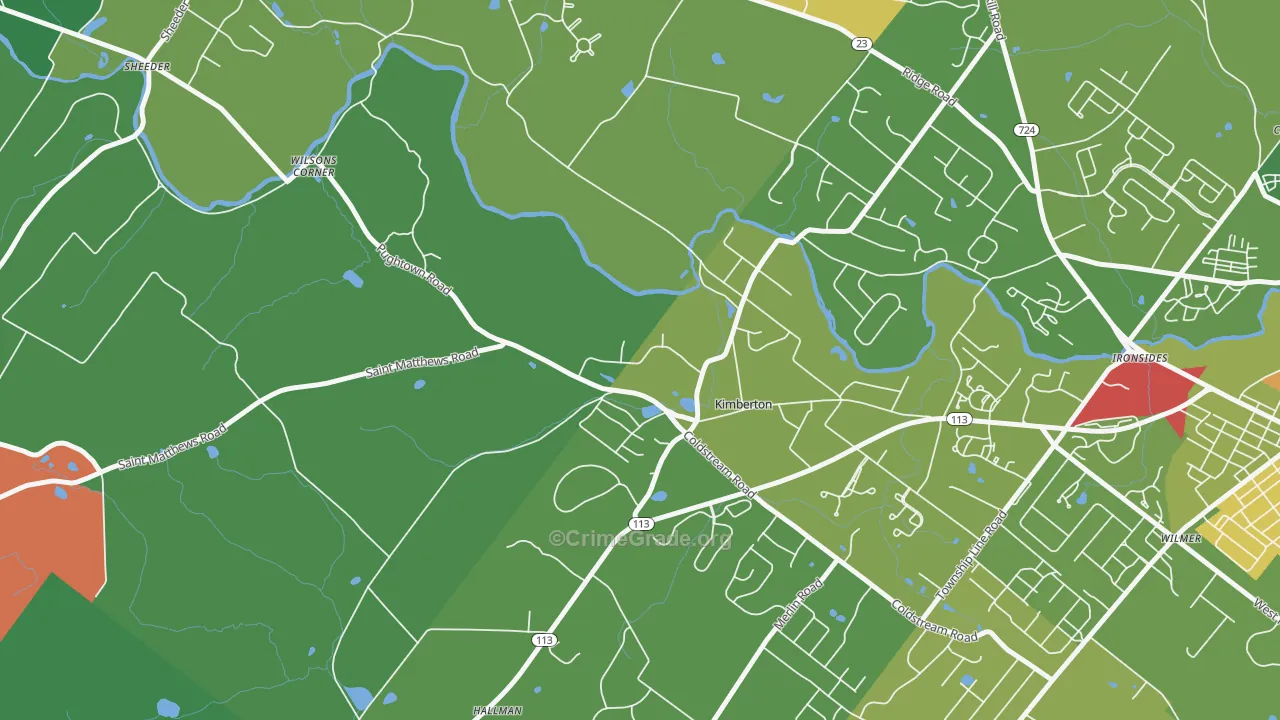Kimberton, PA Map of Assault Rates