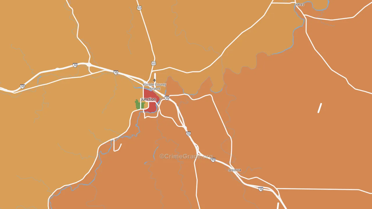 Kimble County, TX Map of Assault Rates