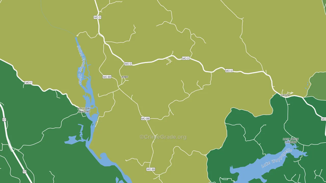 Kime, MO Map of Assault Rates