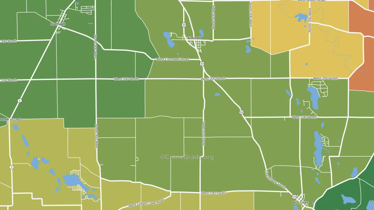 Kimmell, IN Map of Assault Rates
