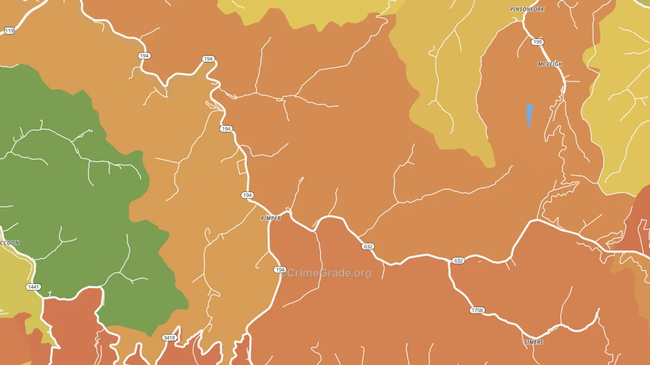 Kimper, KY Map of Assault Rates