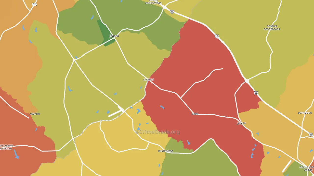 Kinards, SC Map of Assault Rates