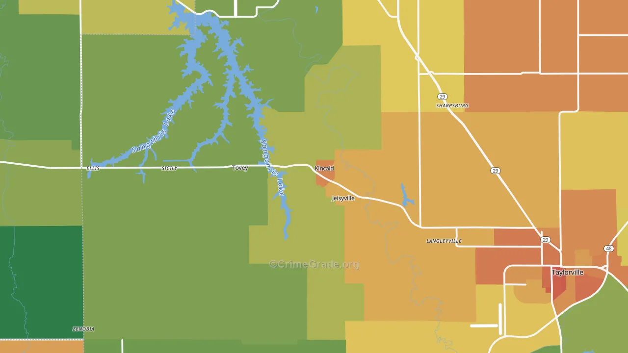 Kincaid, IL Map of Assault Rates