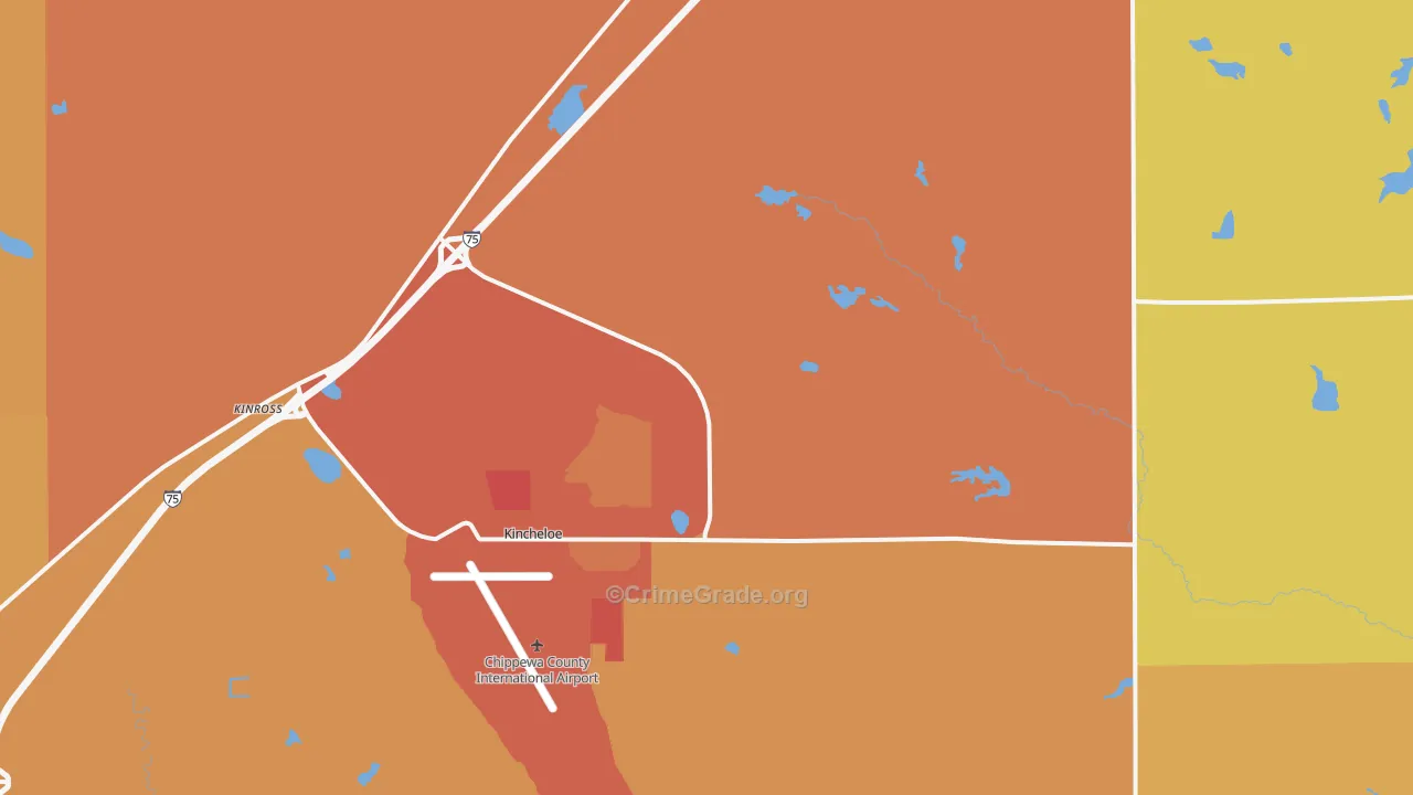 Kincheloe, MI Map of Assault Rates