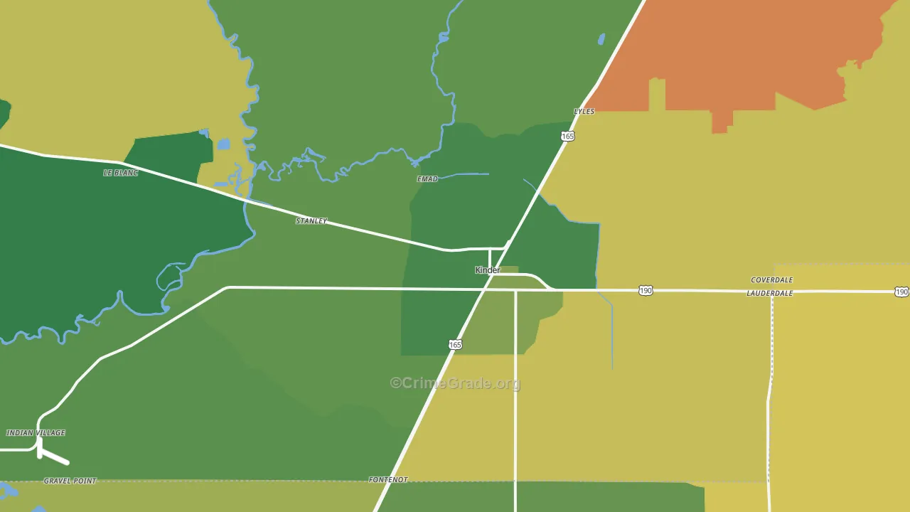Kinder, LA Map of Assault Rates
