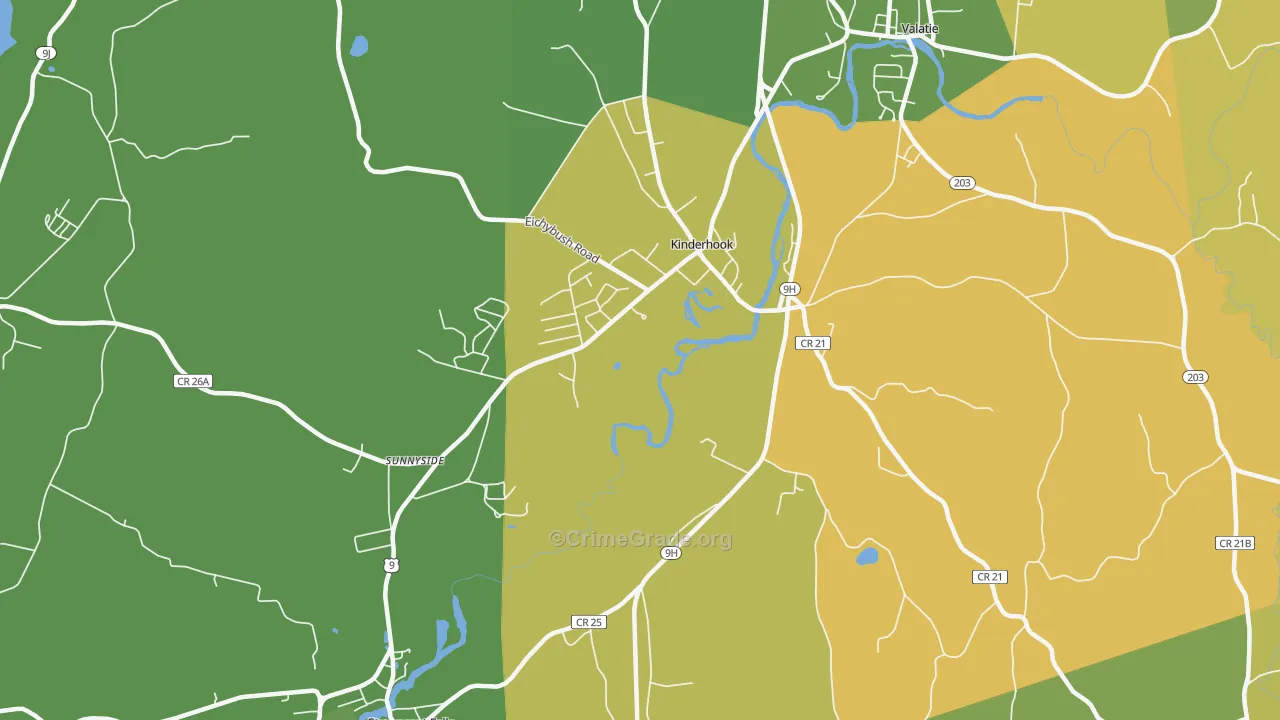Kinderhook, NY Map of Assault Rates
