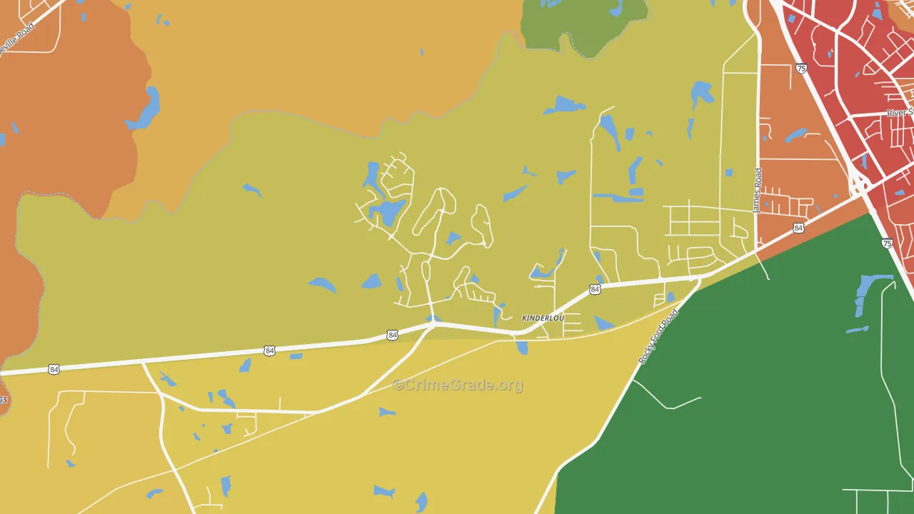 Kinderlou, GA Map of Assault Rates