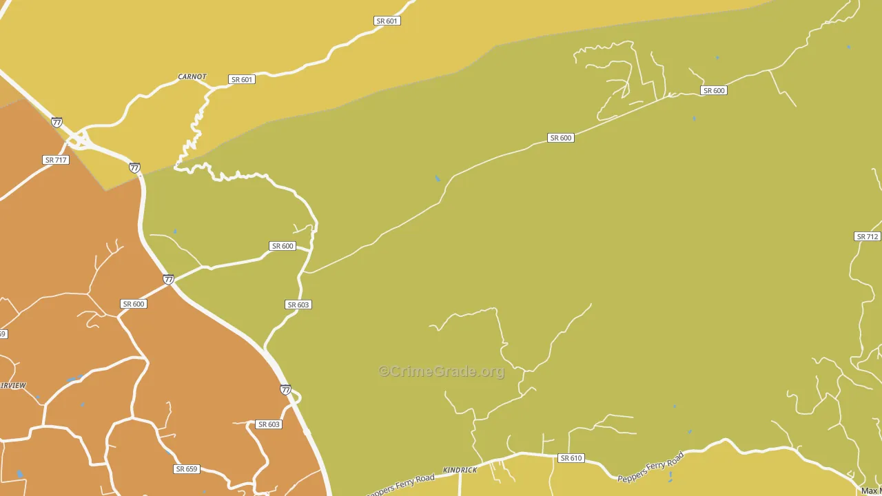 Kindrick, VA Map of Assault Rates