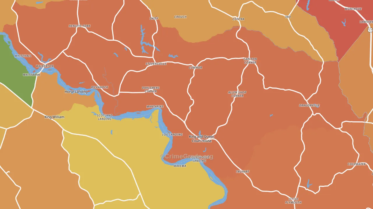 King and Queen County, VA Map of Assault Rates
