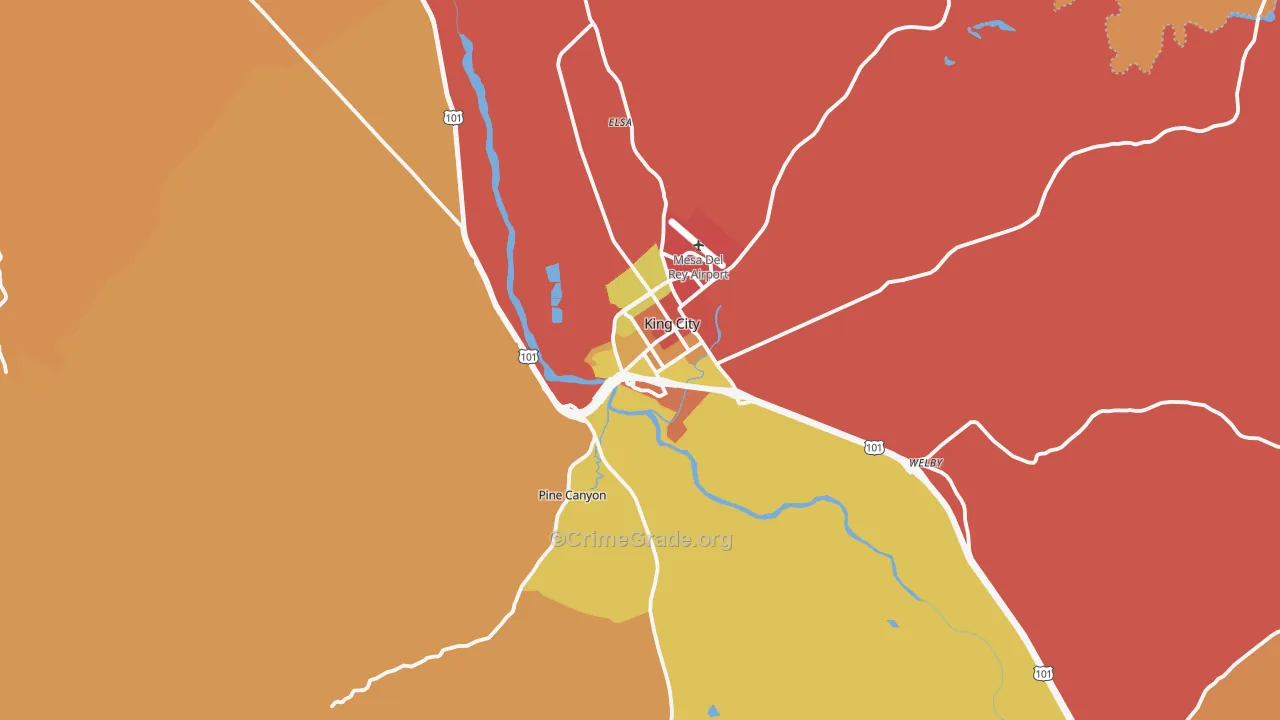 King City, CA Map of Assault Rates