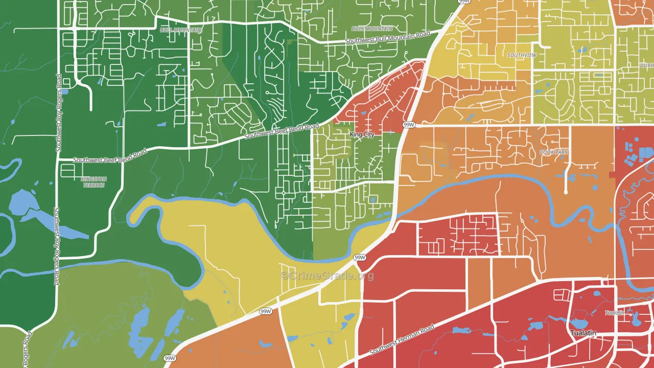 King City, OR Map of Assault Rates