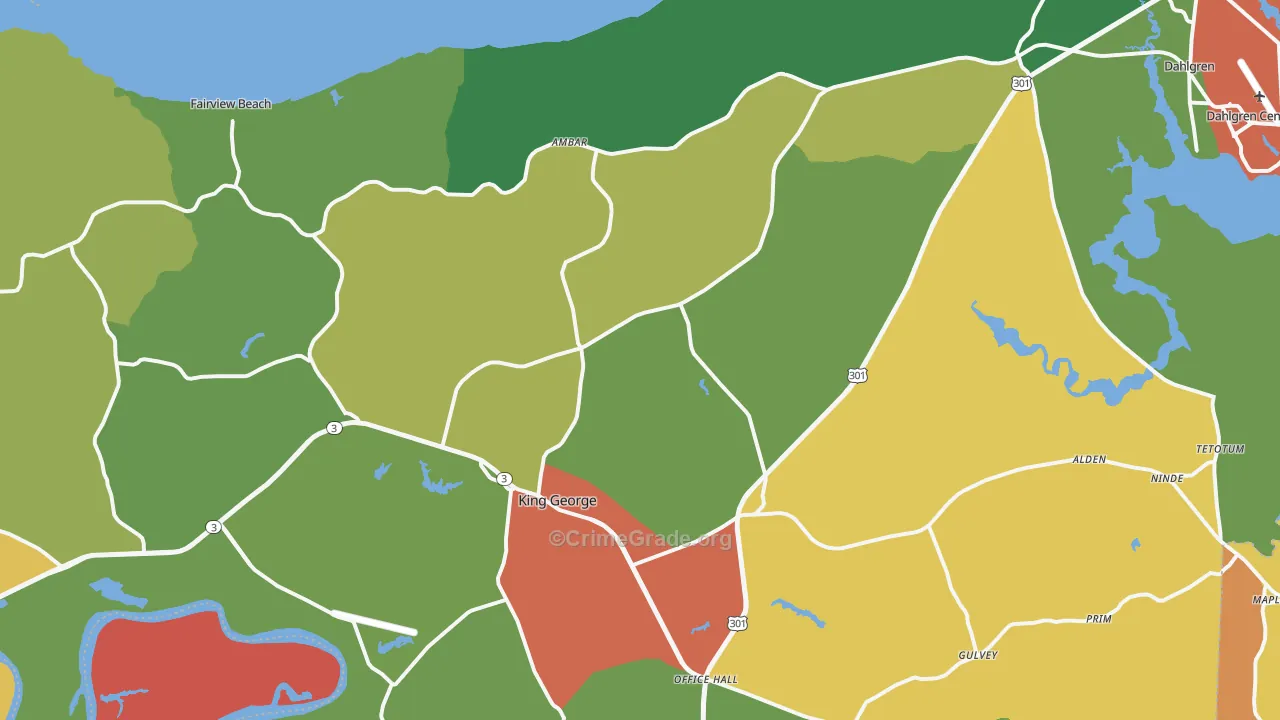 King George County, VA Map of Assault Rates