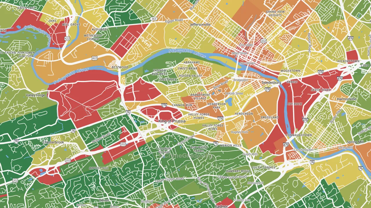 King of Prussia, PA Map of Assault Rates