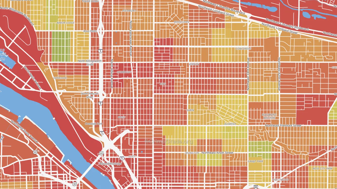 King, Portland, OR Map of Assault Rates