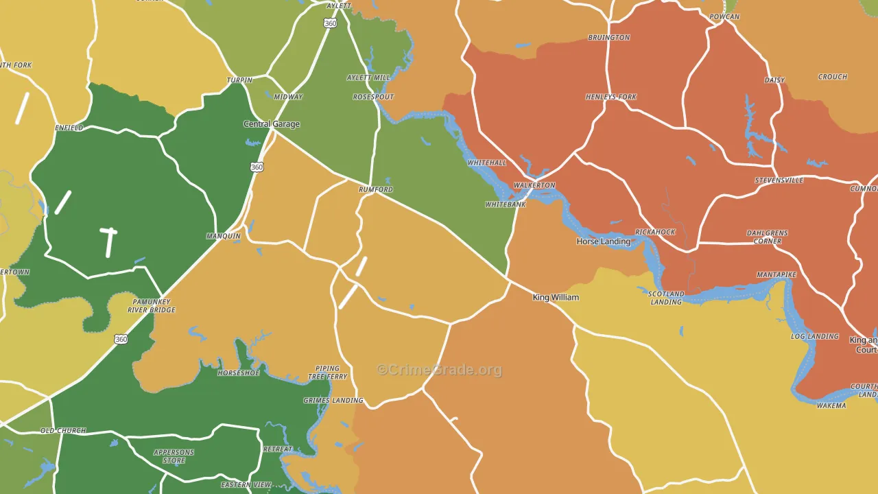 King William County, VA Map of Assault Rates